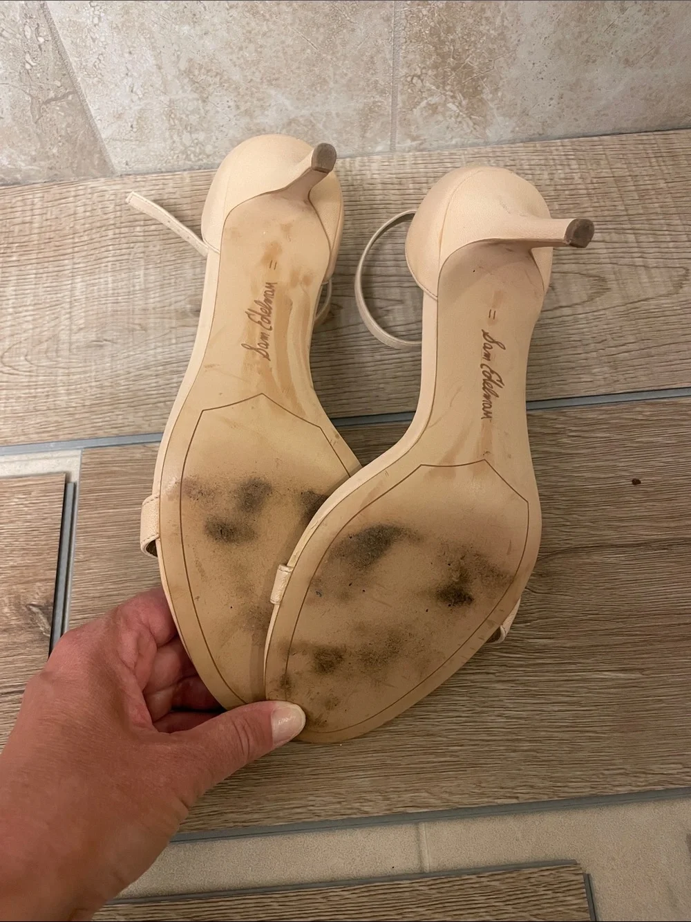 Sam Edelman Beige/Nude Ankle-Strap Heeled Sandals